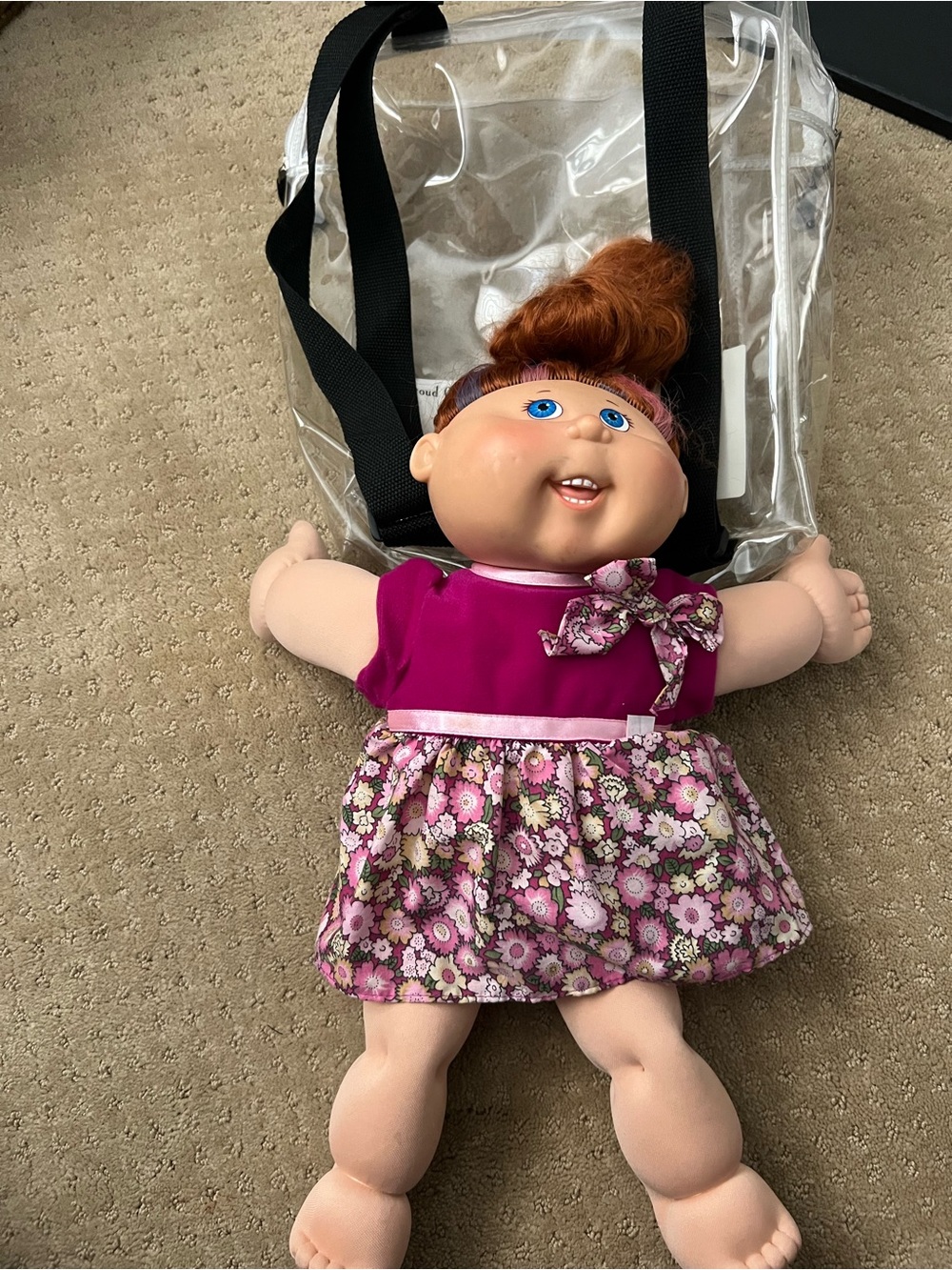 Plush Floral Dress Doll in Fuchsia - Kids Toy